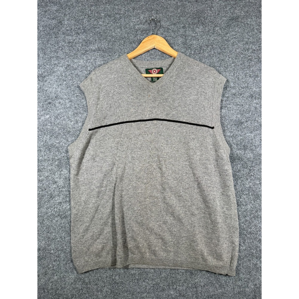 American Outpost Knit Sweater Vest Mens XL Heather Gray Ramie Sleeveless V-Neck